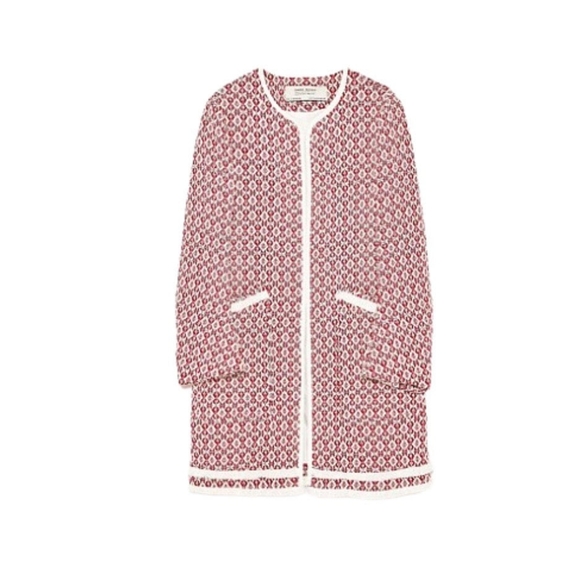 Zara Jackets & Blazers - 'That Coat' Zara Geometric Fringe Printed Jacquard Jacket Ecru Red White sz 12